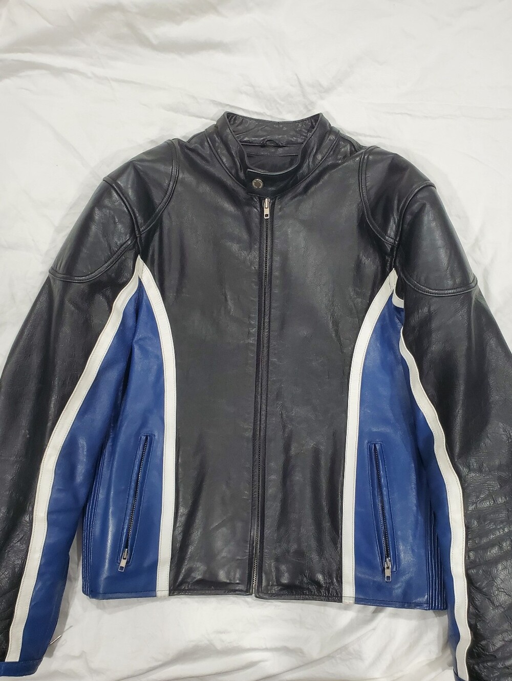 Vintage Wilsons Leather M Julian Men’s Size M Moto Racing Jacket Blue Black Y2K